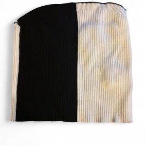 Black and Cream Ribbed Tube Top